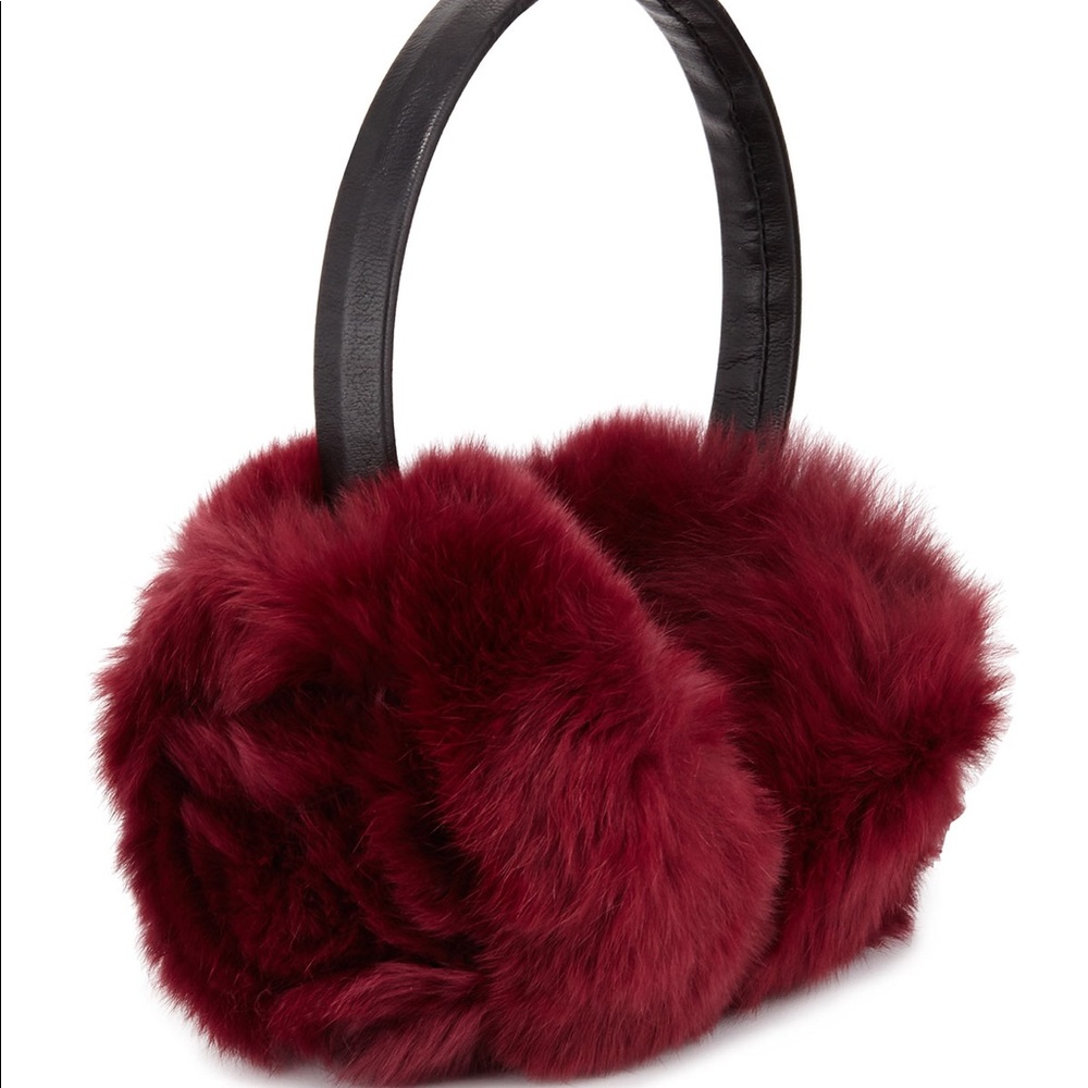 Adrienne Landau Rabbit Fur Petal Rosette Earmuffs